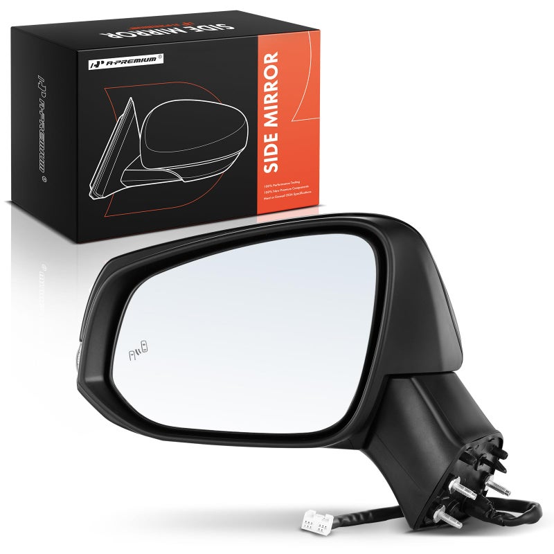 A-Premium APremium Driver Side Power Door Mirror Compatible with Toyota RAV4 2019 2020 2021 2022 Heated Manual Folding wTurn Signal wBlind Spot Detection Black Outside Rear View Mirror Japan Built