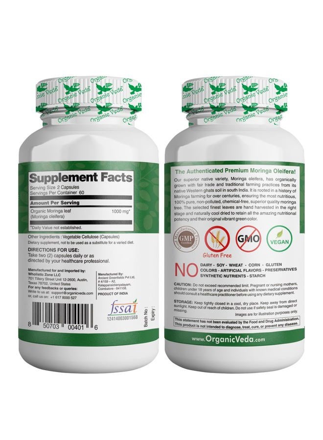 Good Molecules Moringa Leaf Capsules 1000mg, 120 Count - Pure Raw Moringa Oleifera Powder Whole Leaves Green Super Food Supplement - Boosts Energy, Health, Wellbeing & Antioxidants Rich  - Image 2