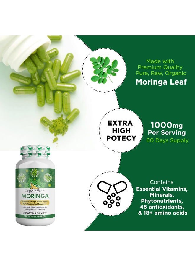 Good Molecules Moringa Leaf Capsules 1000mg, 120 Count - Pure Raw Moringa Oleifera Powder Whole Leaves Green Super Food Supplement - Boosts Energy, Health, Wellbeing & Antioxidants Rich  - Image 4