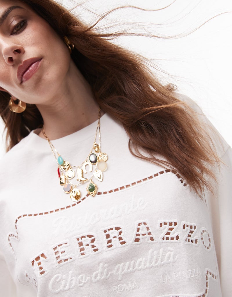TOPSHOP Cutwork Ristorante Oversized Tee  - Image 3