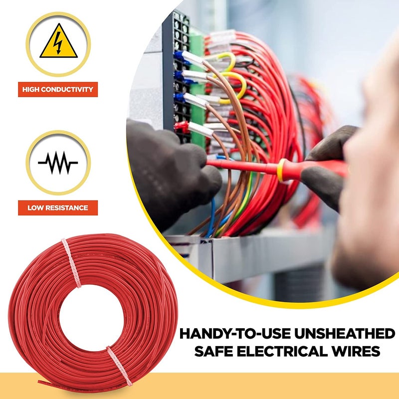 KLICK KLICK Copper Wire with Triple Layer PVC Coating Unilay Bunching Single Core Unsheathed Flexible Electric Cable for Domestic Industrial Connections Gold Series 15 mm 90m Long Red 2 Pcs  - Image 5
