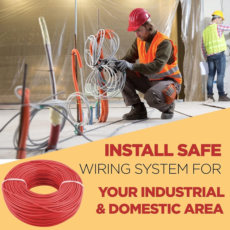 KLICK KLICK Copper Wire with Triple Layer PVC Coating Unilay Bunching Single Core Unsheathed Flexible Electric Cable for Domestic Industrial Connections Gold Series 15 mm 90m Long Red 2 Pcs  - Image 2