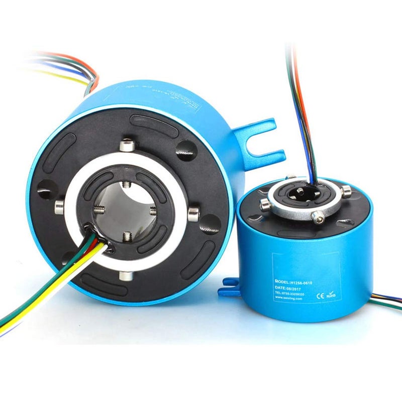 Taidacent Through Hole Conductive Rotary Slip Rings Electrical Brush Ring Rotating Electrical Connector Slip Ring Inner Diameter 254mm 6 Wires 10A