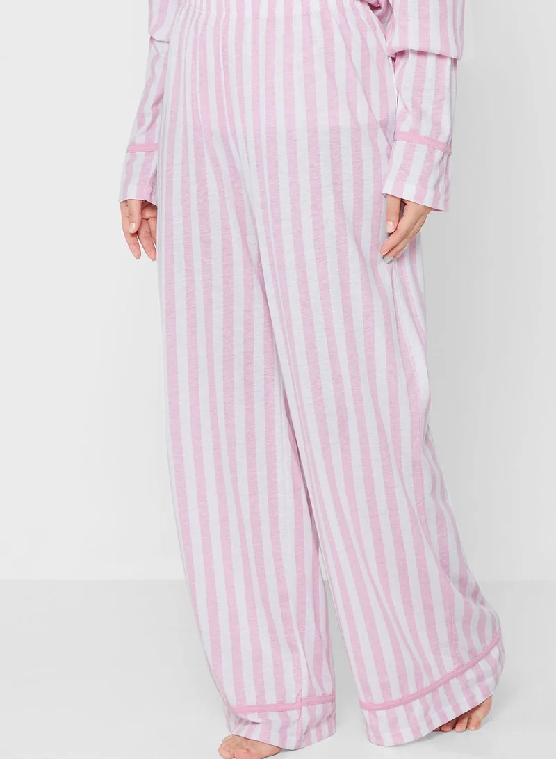 boohoo Striped Shirt & Pyjama Set