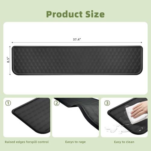 FIMXSD Refrigerator Spill Mat 375 X 85 Fridge Mat Silicone Drip Tray Catcher for Washing Machine Refrigerator Spill Liner Floor Protector AntiSlip - Image 3