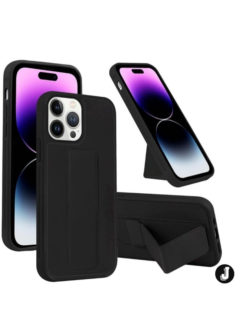 JAJEEK iPhone 16 Plus Purple Magnetic Car Mount Kickstand Case – Premium Silicone Multi-Stand with Hand Strap Grip - Image 1