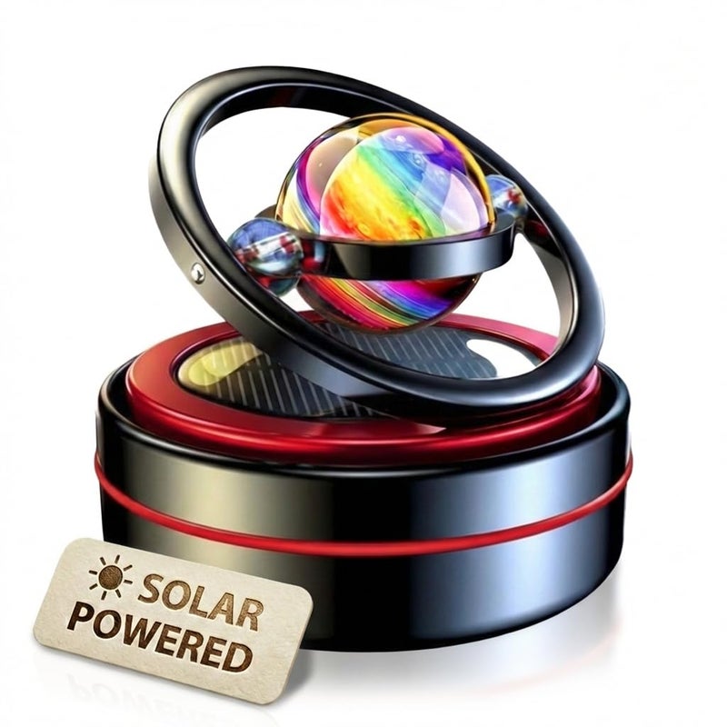 eaonitu Solar Dashboard Spinner Sun Powered Kinetic Car Decoration Diffuser Space Theme Automotive Accessories Spring Birthday Gift Exchange Fragrance Aroma Cores Sold Separately Celestial Black - Image 2