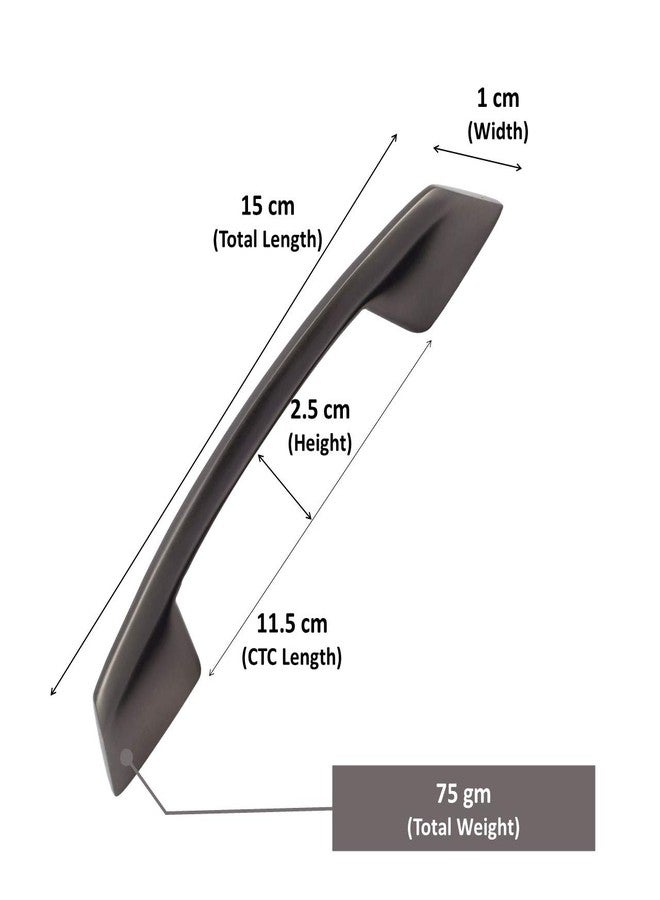 Atom 6 inch Zinc Cabinet Pull Handle | Black Matt Finish | Door Handle for Modern Kitchen Cabinets | Push Bar 545 | Pack of 10 - Image 3