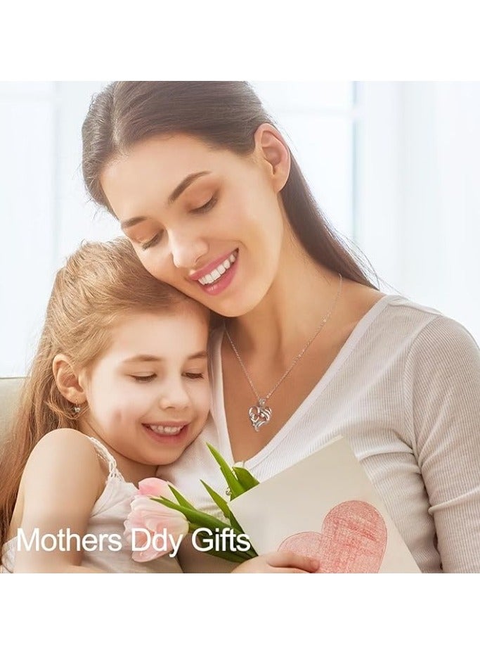 Zifeel Mother and Child Love Heart Pendant Necklace, Mothers Day Gift,  925 Sterling Silver Birthstone Necklace for Women, Mothers Day Valentines, Anniversary, Birthday,  Jewelry Gifts for Mom, Women, Wife Grandma... - Image 2