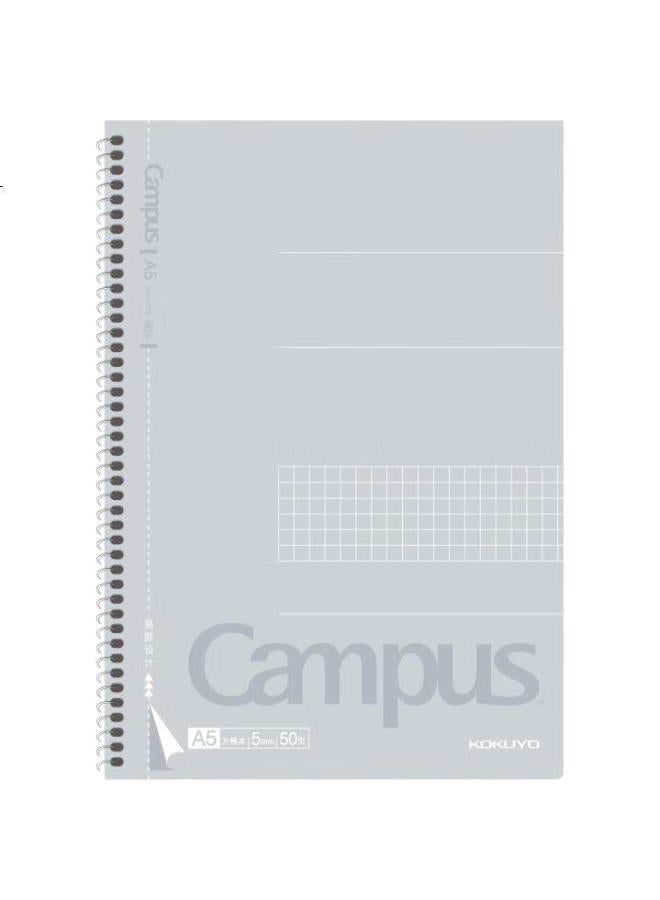 Kokuyo دفتر كوكيو الجامعي ذو الحلقات، صفحات سهلة التمزيق، شبكة 5 مم، A5/50 ورقة، 5 كتب رمادية، Wcn-Csn3510 - Image 2