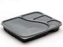 Adaamya® - 4 Compartment - 25 Sets Microwave Dish wash Safe Meal Tray with lid Cover Set of 25pc Plates for Dinner Lunch Unbreakable BPA Free Food Grade Plastic Black (4 Compartment) - Image 4