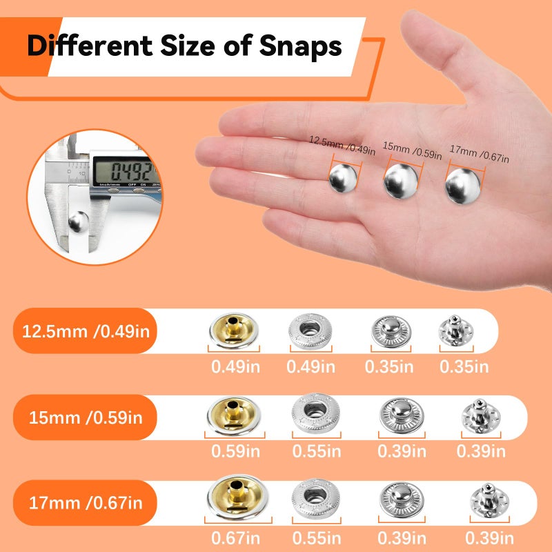 Sopnom Leather Snap Button Kit, Heavy Duty Snaps Fastener Kit Snaps Press Pliers and 12.5mm Leather Buttons, 4Colors 40Sets Snaps for Fabric, Clothes, Jackets, Purse, Belts, Bags, Tool Kit - Image 5