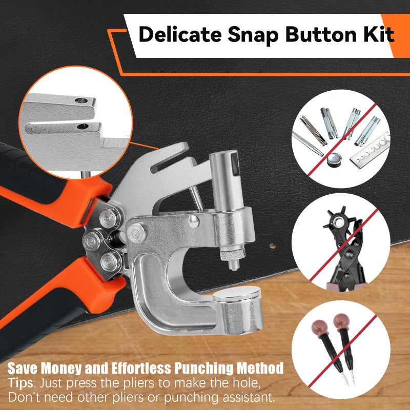 Sopnom Leather Snap Button Kit, Heavy Duty Snaps Fastener Kit Snaps Press Pliers and 12.5mm Leather Buttons, 4Colors 40Sets Snaps for Fabric, Clothes, Jackets, Purse, Belts, Bags, Tool Kit - Image 3