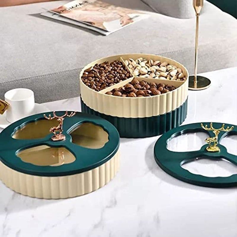 New 2-Door Divided Candy Fruit Fiddle Dish