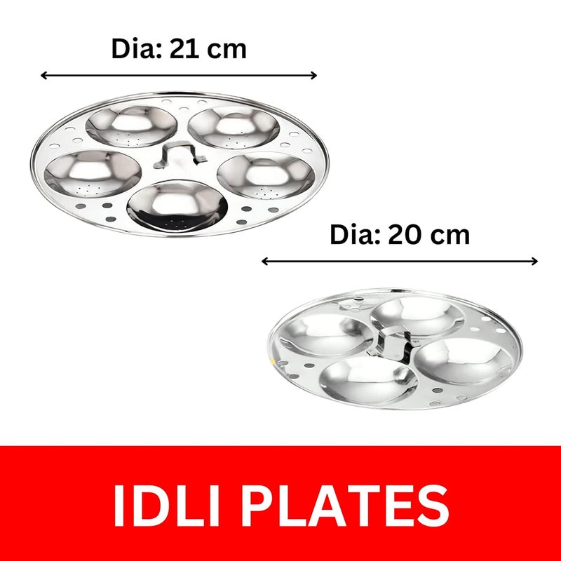 AadiVeer Stainless Steel Idly CookerIdly MakerIdly Pot With 2 Idli Plates 9 Idlies Gas Stove Induction Compatible Dia 215cm - Image 4