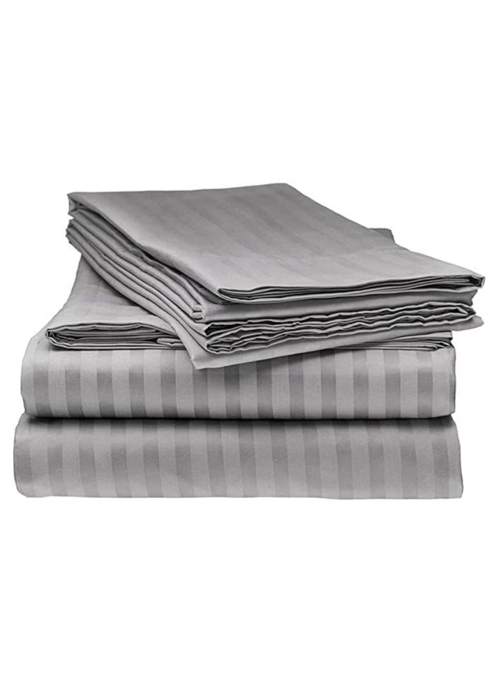 Elastic Striped Sheet Set of 3 Grey
