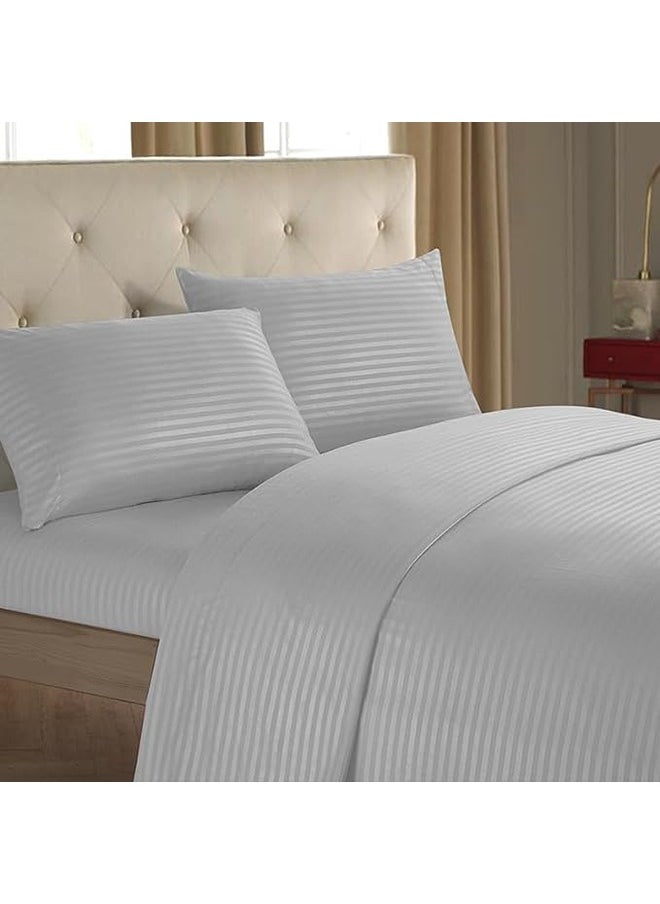 QBED Elastic Striped Sheet Set of 3 Grey  - Image 3