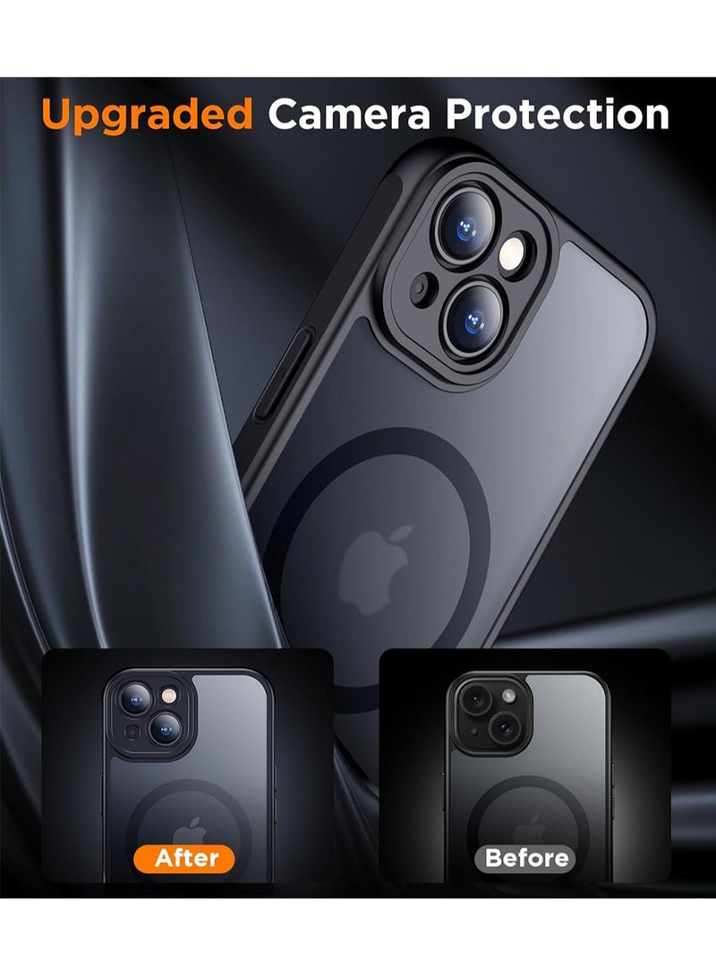 WRISTWISE Case Cover for iPhone 15 Plus, Magnetic [2 Pcs Tempered Glass Screen Protector] [Full Camera Protection] Anti-Fingerprint Anti-Scratch for iPhone 15 Plus 6.7”, Black - Image 2