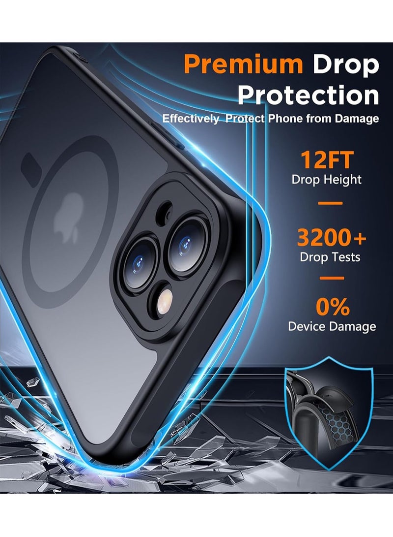 WRISTWISE Case Cover for iPhone 15 Plus, Magnetic [2 Pcs Tempered Glass Screen Protector] [Full Camera Protection] Anti-Fingerprint Anti-Scratch for iPhone 15 Plus 6.7”, Black - Image 4