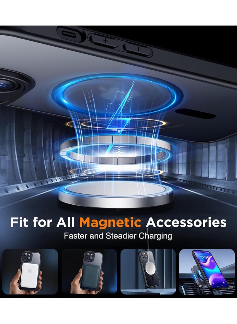 WRISTWISE Case Cover for iPhone 15 Plus, Magnetic [2 Pcs Tempered Glass Screen Protector] [Full Camera Protection] Anti-Fingerprint Anti-Scratch for iPhone 15 Plus 6.7”, Black - Image 3