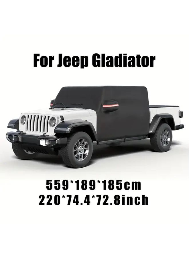 Car Cover For Jeep Gladiator 2020 2021 2022 2023 Waterproof All Weather Black Dustproof Rainproof Snowproof Windproof 4 Door Cab Cover - Image 2