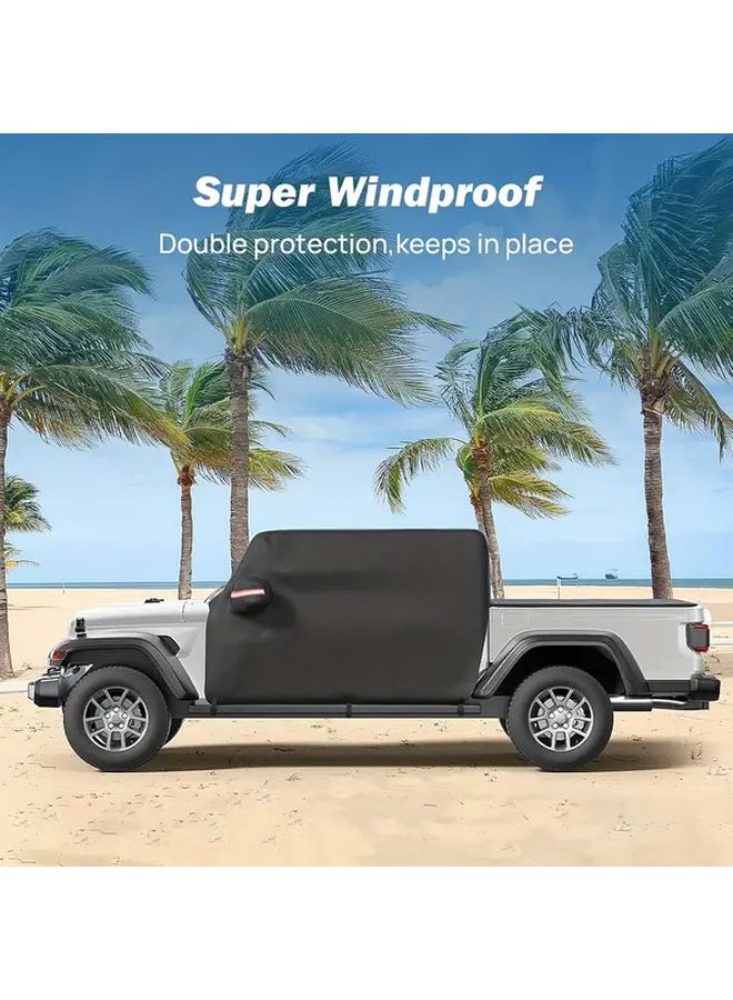 Car Cover For Jeep Gladiator 2020 2021 2022 2023 Waterproof All Weather Black Dustproof Rainproof Snowproof Windproof 4 Door Cab Cover - Image 4
