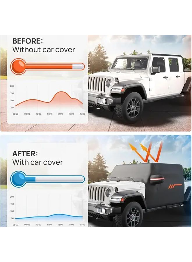 Car Cover For Jeep Gladiator 2020 2021 2022 2023 Waterproof All Weather Black Dustproof Rainproof Snowproof Windproof 4 Door Cab Cover - Image 3