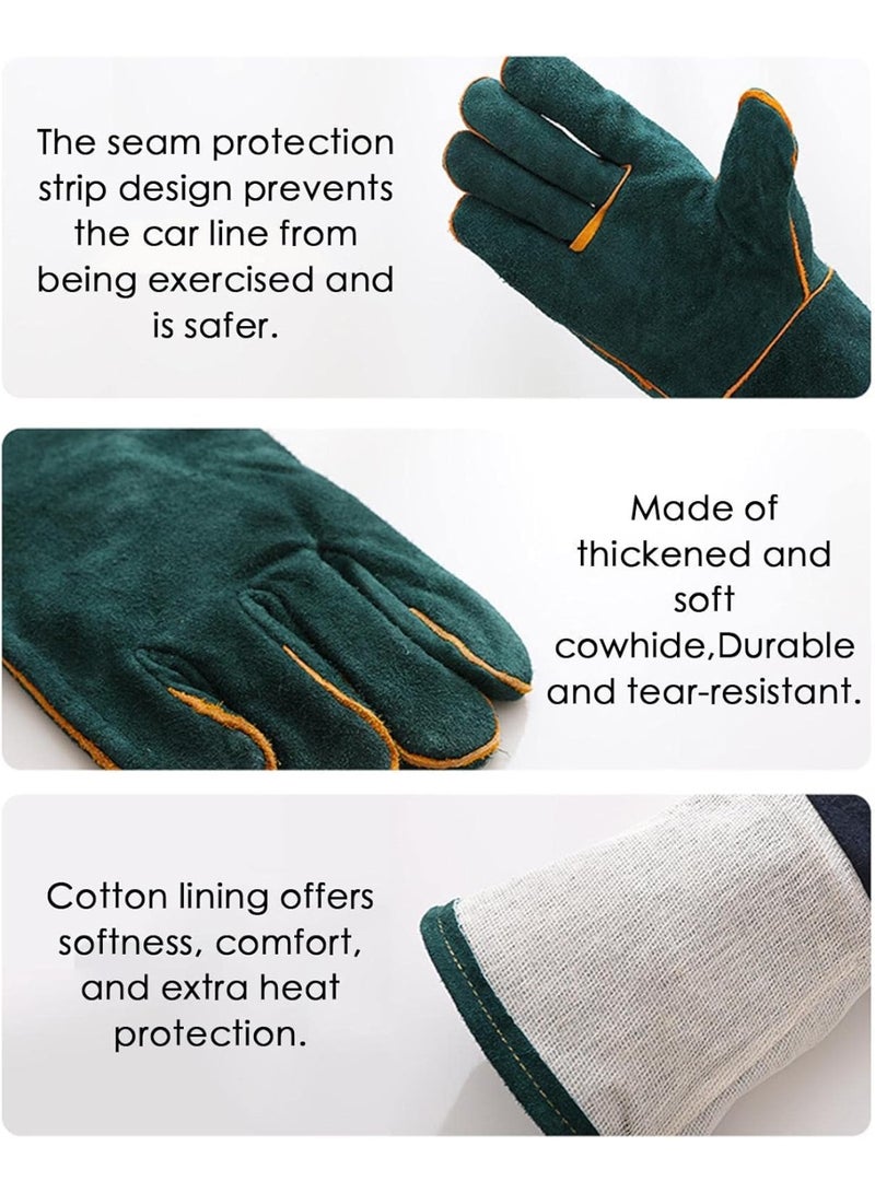 AIWANTO Cowhide Animal Handling Gloves – 1 Pair Bite & Scratch Resistant Safety Gloves for Dogs, Cats, Birds, Reptiles – Durable Mid-Forearm Pet Protection - Image 4
