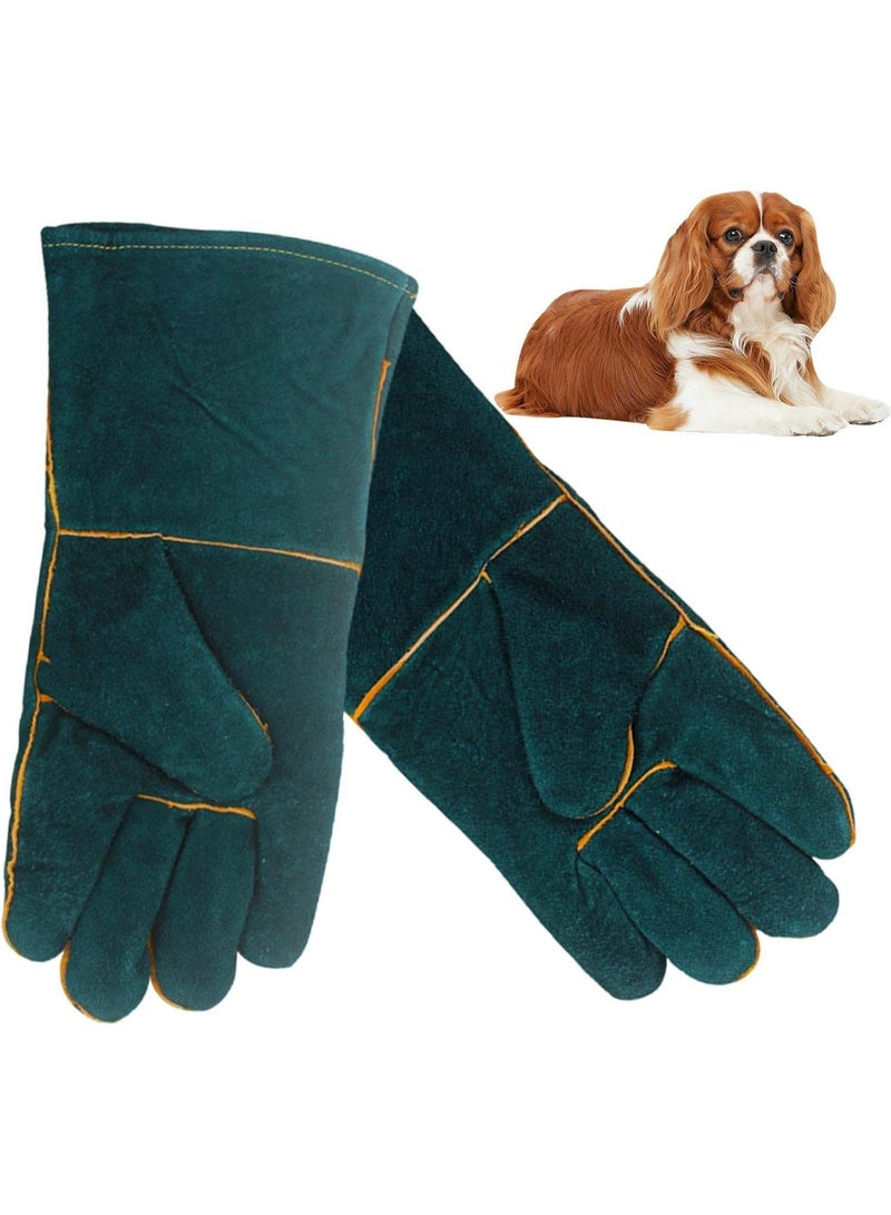 AIWANTO Cowhide Animal Handling Gloves – 1 Pair Bite & Scratch Resistant Safety Gloves for Dogs, Cats, Birds, Reptiles – Durable Mid-Forearm Pet Protection - Image 1