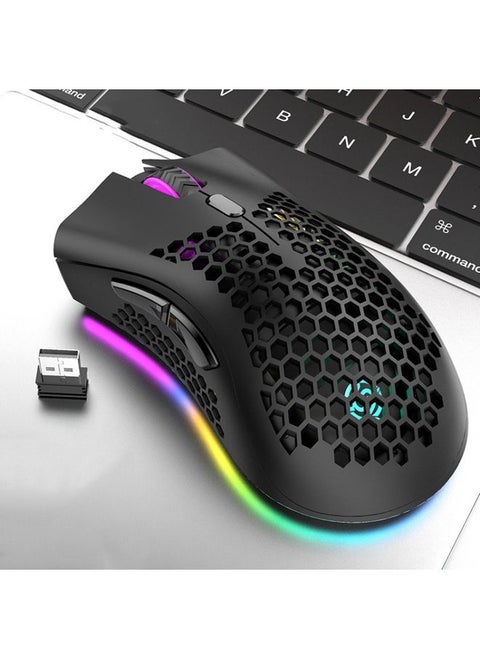 K-Snake BM600 1600 DPI 7-keys Hollow Lightweight Wireless Charging RGB Colorful Gaming Mouse(Wireless BM600 Black)