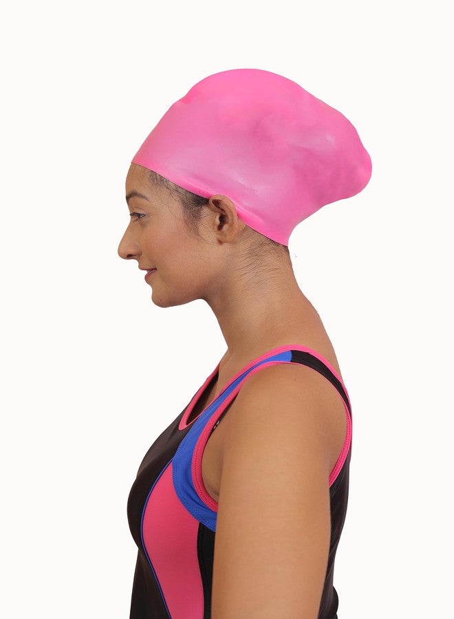 AASHRAY Latest Designed AMBUDA Shape Swim Cap for Long Hair,Waterproof Silicone Swimming Cap for Girl's and Women's (Plain) - Image 5