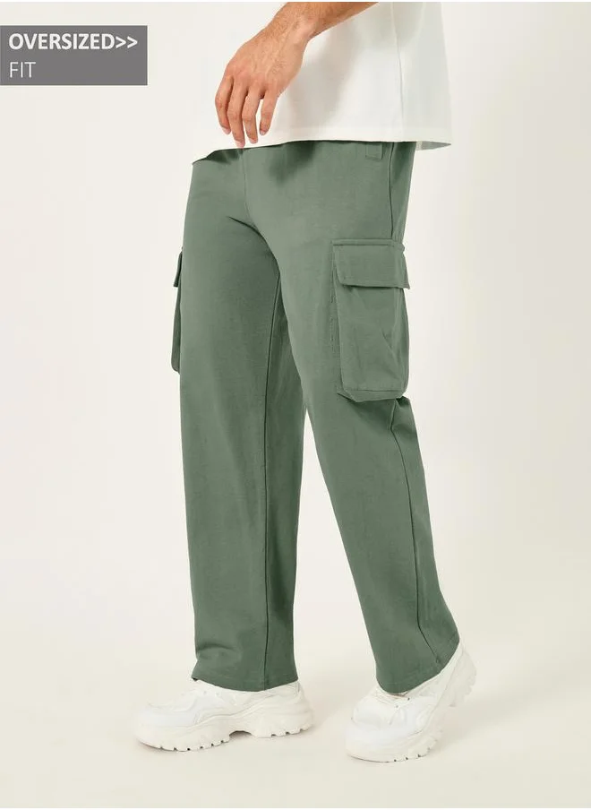 ستايلي Oversized Straight Leg Joggers with Cargo Pockets