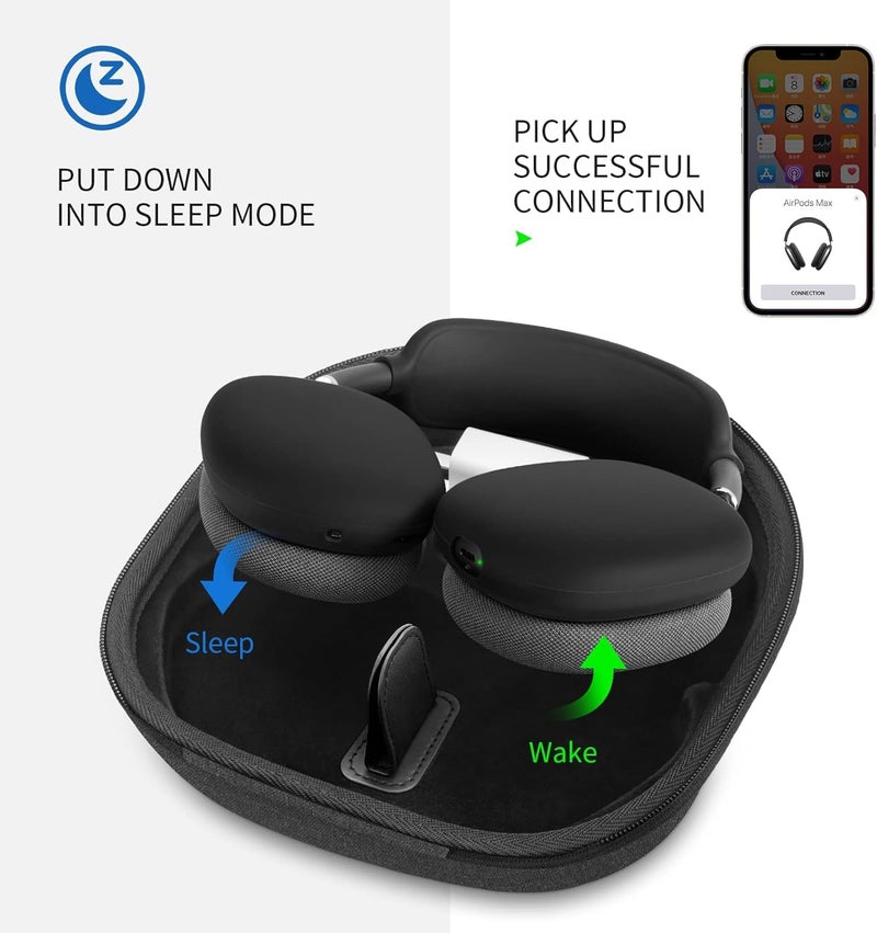 Yinke Smart Case for AirPods Max Headphones Supports Sleep Mode, with AirPods Max Silicone Earpad Cover/Ear Cups Cover and Headband Anti-Scratch Accessories, Hard Organizer Portable Carry Travel - Image 2