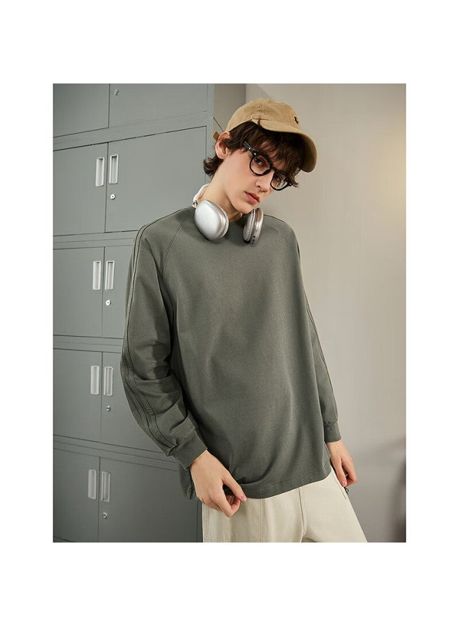 TonLion Tangshi  Autumn Men's Raglan Sleeve Patchwork Crew Neck Long Sleeve T-shirt - Image 1