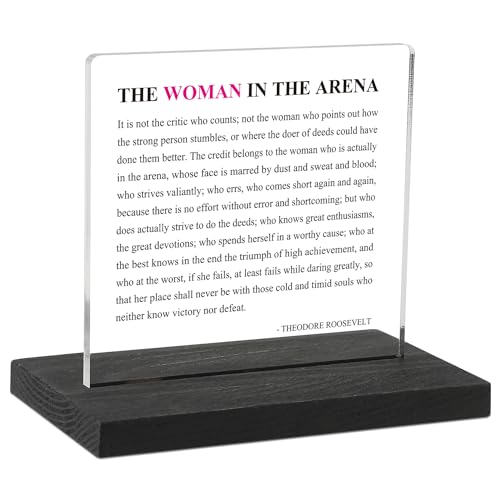 CINRLLA Inspirational Office Decor Sign for Cubicle Decor or Desk Decorations, the Woman in the Arena Office Desk Décor for Home Office, Motivational Gifts for Women Coworker Employee Friend, DSF83 - Image 1