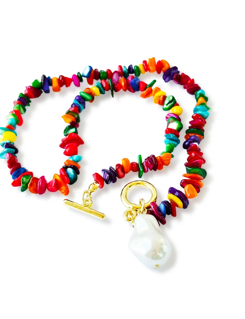 Hzmer Jewellery Aura Gems & Baroque Pearl Choker Necklace