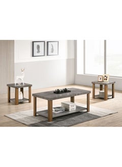 Wenno Coffee and 2 End Table Set Multifunctional Living Room Table Space Saving Center Table Modern Design Furniture for Home L 110 x W 55 x H 45 cm Grey & Walnut