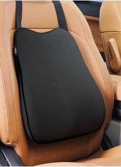 Frido Frido Car Backrest Cushion, Lumbar Support & Back Pain Relief For Driving, Orthopedic Car Seat Cushion for Comfortable Long Rides, Hi-Per Foam, Spine Alignment, Adjustable Straps, Pack of 1 (Black) 