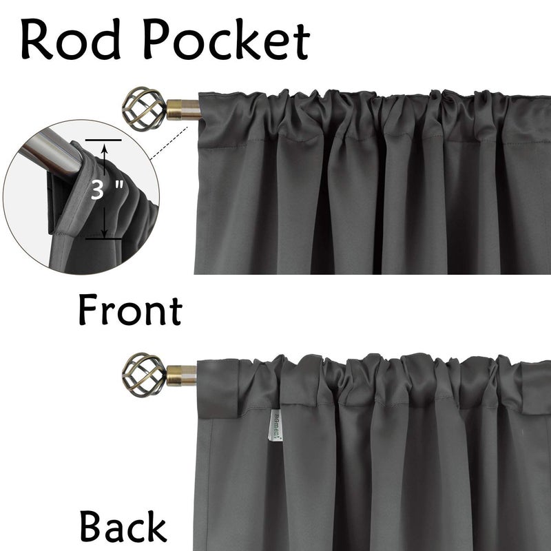 BGment Rod Pocket and Back Tab Blackout Curtains for Bedroom - Thermal Insulated Room Darkening Curtains for Living Room  2 Window Curtain Panels (38 x 54 Inch  Dark Grey) - Image 3