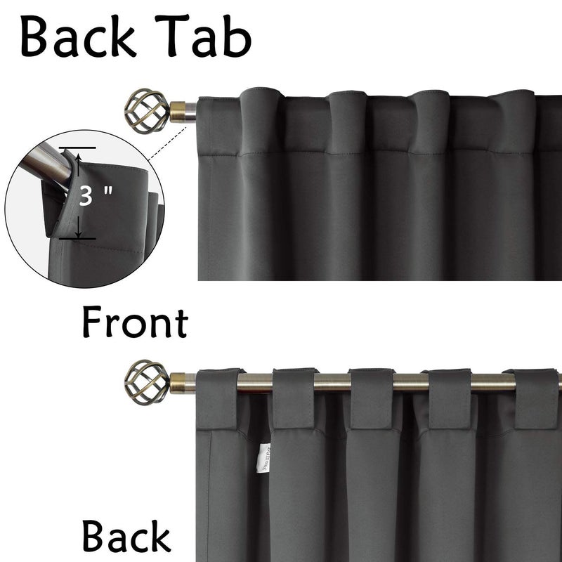 BGment Rod Pocket and Back Tab Blackout Curtains for Bedroom - Thermal Insulated Room Darkening Curtains for Living Room  2 Window Curtain Panels (38 x 54 Inch  Dark Grey) - Image 2