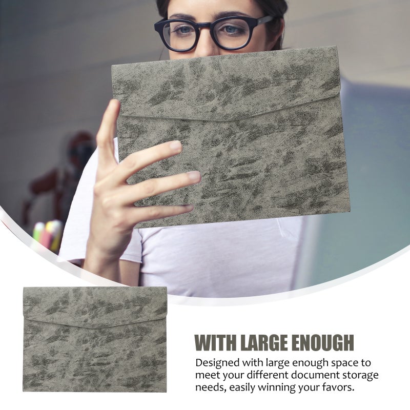 Closure Document Holder A4 File Storage Organizer File Storage Folder PU Document Holder - Image 4