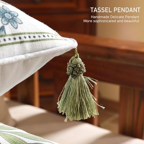 ISAENNE Design Fresh Linen Square Throw Pillow Covers 18"x18" Pack of 2, French White Cottage Cushion Covers with Blue Floral Branches Pattern Decor Pillowcases for Bed,Living Room,Outdoor,Car - Image 4