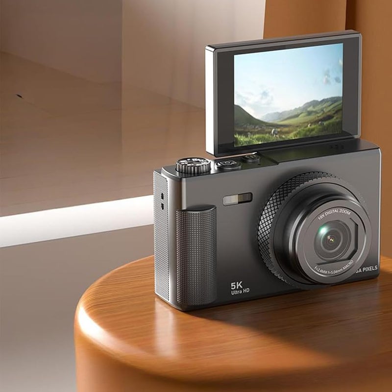 Asixxsix 5K 75MP Digital Camera 18X Zoom Autofocus Vlog Camera With 2 8 Inch Flip Screen Black - Image 3