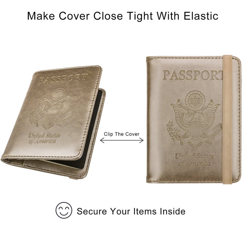 WALNEW WALNEW Passport Holder for Travel, RFID Passport Cover Wallet for Women Men, PU Leather Passport Book Card Holder Case with Pen, Travelling Essentials for Flying  - Image 5