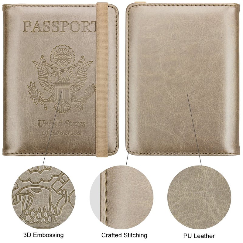 WALNEW WALNEW Passport Holder for Travel, RFID Passport Cover Wallet for Women Men, PU Leather Passport Book Card Holder Case with Pen, Travelling Essentials for Flying  - Image 4
