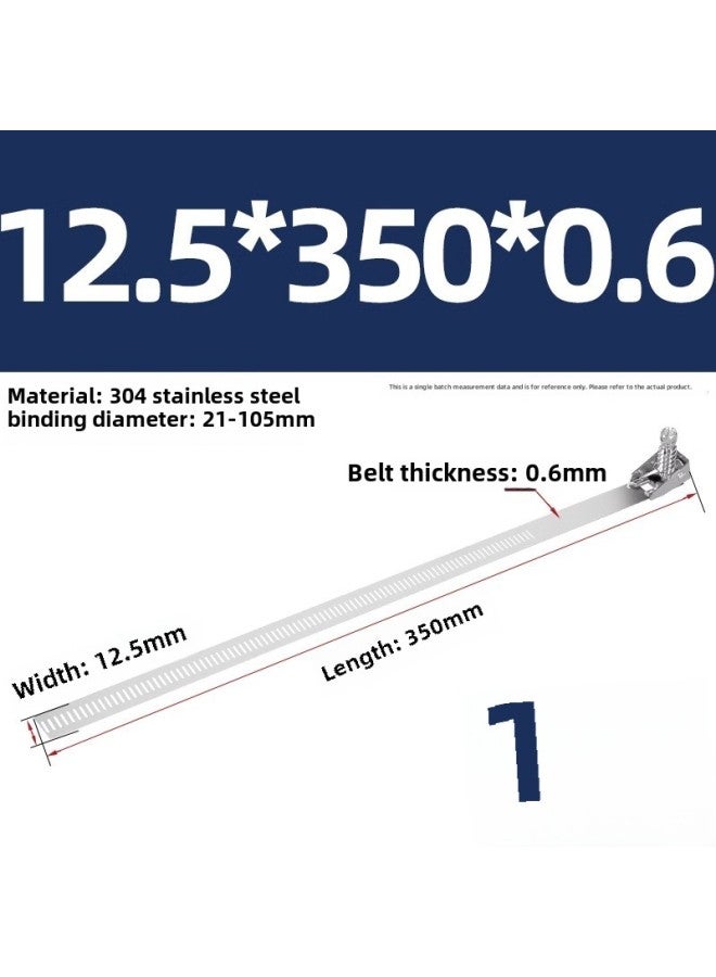 Loquat 304 Stainless Steel Hook Tie Clamp Throat Hoop Pipe Hoop Clamp Water Pipe Range Hood Gas Pipe Metal Buckle-Specification Model:Bandwidth 12.5*350*thickness 0.6, Binding Diameter 21~105mm - Image 1