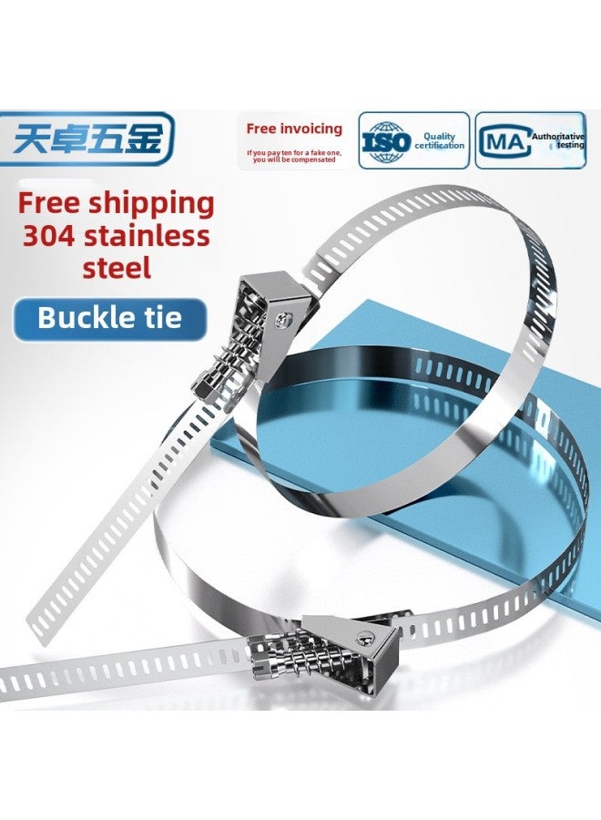 Loquat 304 Stainless Steel Hook Tie Clamp Throat Hoop Pipe Hoop Clamp Water Pipe Range Hood Gas Pipe Metal Buckle-Specification Model:Bandwidth 12.5*350*thickness 0.6, Binding Diameter 21~105mm - Image 5