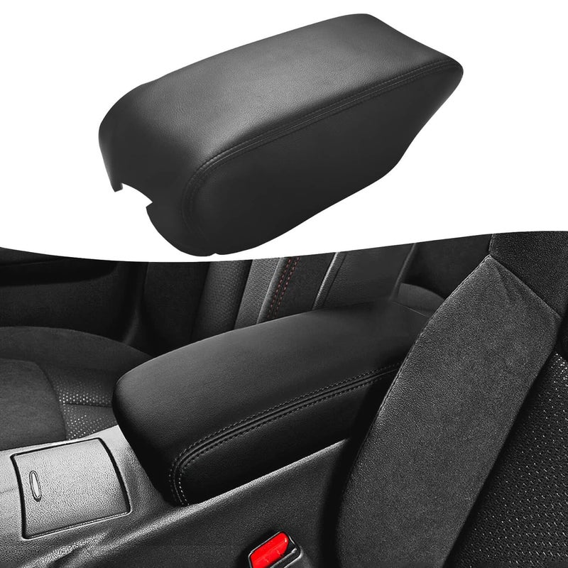 Center Console Lid Car Armrest Cover Replacement, Vinyl Leather Microfiber, Fits 2009-2014 Nissan Maxima - Upholstery Skin Black