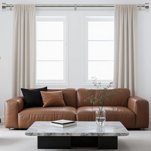 HEI! DEAR Brushed Nickel Curtain Rods for Windows 28 to 48 Inch(2.3-4ft), 1 Inch Diameter Heavy Duty Curtain Rod, Adjustable Decorative Drapery Poles 18-45", Satin Nickel - Image 2