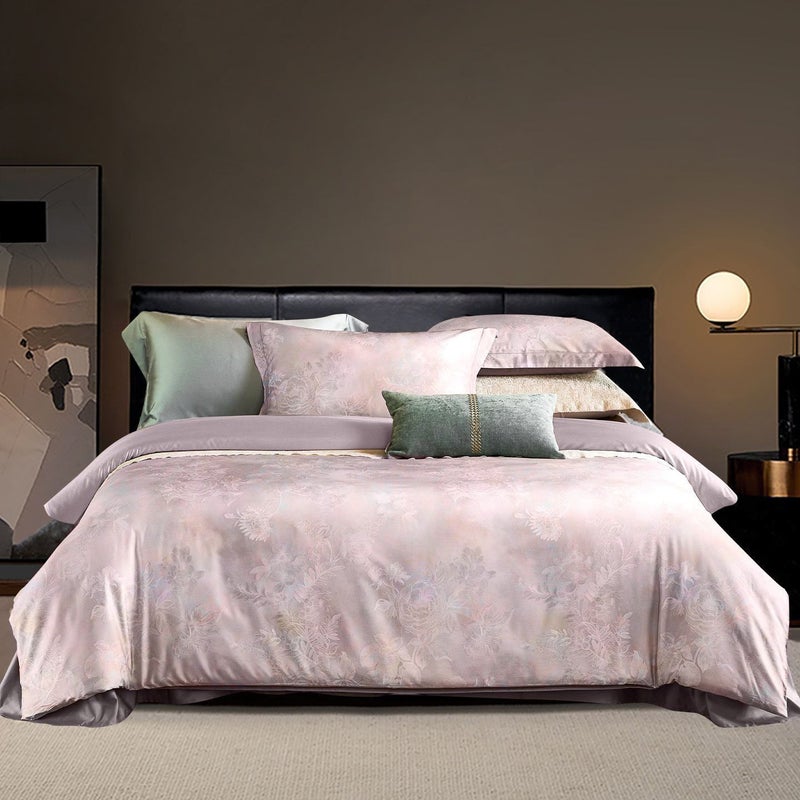 Luxury 120-Count Sateen Tencel Cotton Bed Linen Set 4-Piece - Starry Pink, Gift Box Edition, Silky Soft  Anti-Lint - Image 1